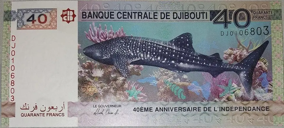 Billets de banque en francs Djibouti (Fdj) déployés côte à côte